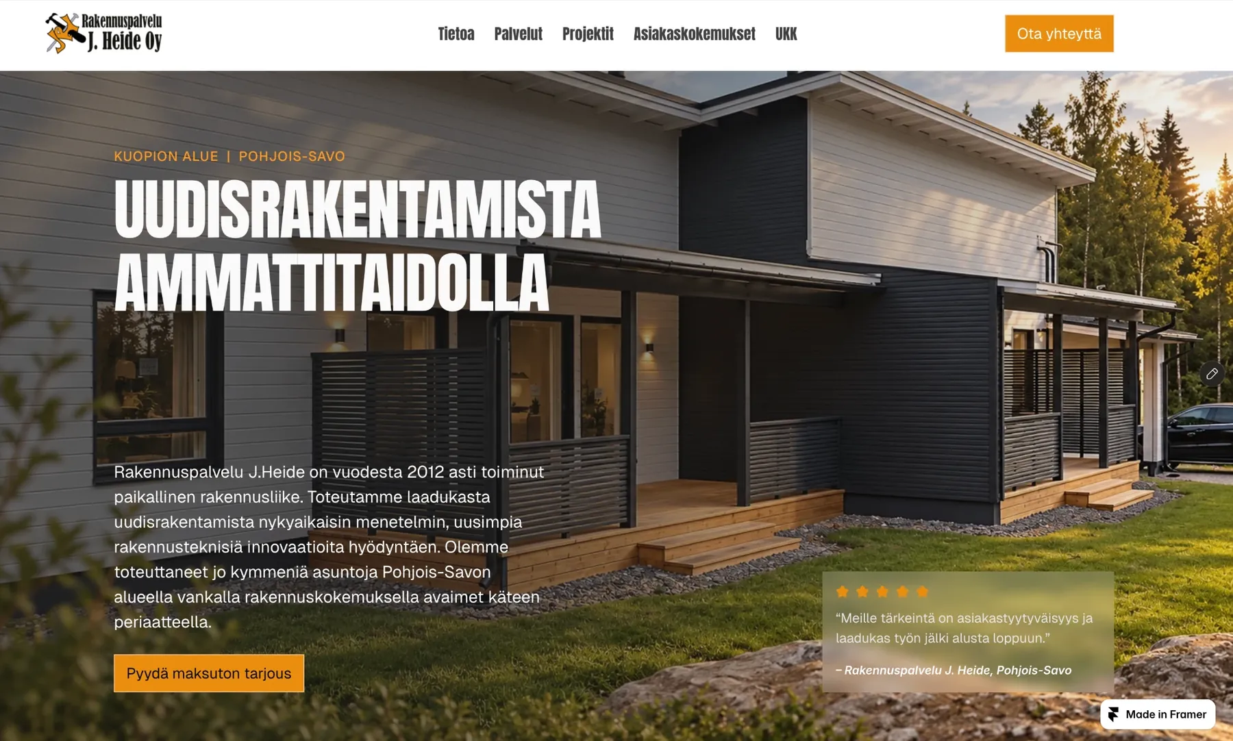 Website we built for Rakennuspalvelu J. Heide Oy