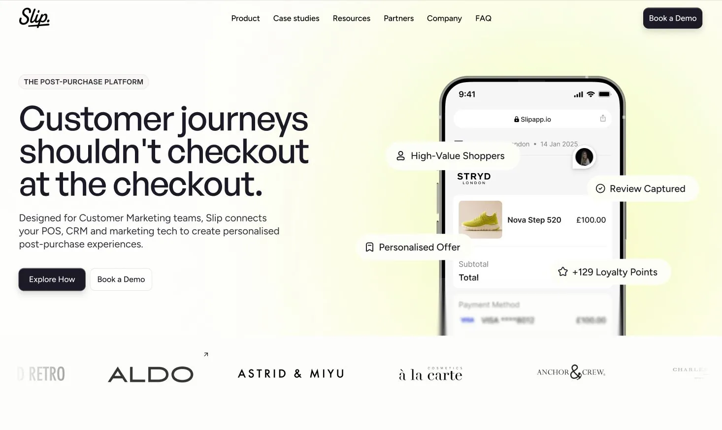 Slip homepage built by Fearless